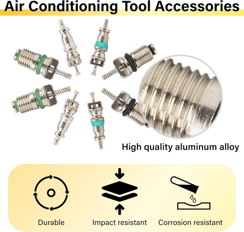 ecocstm 39 PCS Air Conditioning Valve Core Accessories Kit, R12 R134a Refrigeration Schrader Tire Valve Stem Cores with Single & Dual Heads Valve Core Remover Installer Tool, HVAC System Seal Caps Kit - Image 3